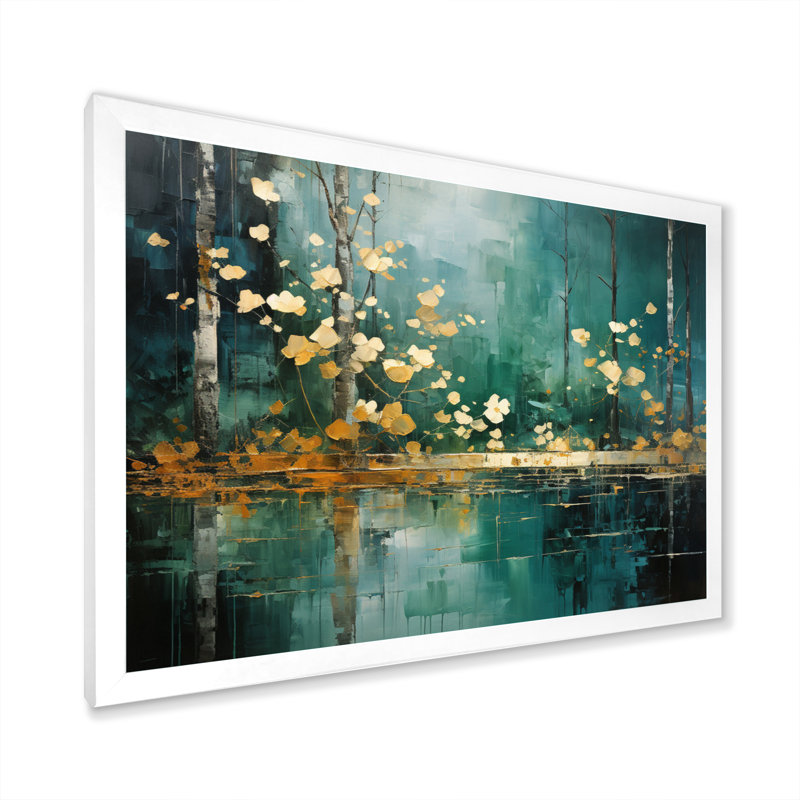 Toile Bold Forest Emerald II - impressions sur toile forêt, H 24 po x l 32 po x P 1 po, Cadre simple blanc