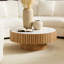 Table basse gigogne ronde de 90 cm (35,43 po) avec dessus en pierre frittée pour salon, en chêne-133968110