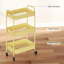 Three-Tier Storage Trolley 45*30.6*79 cm Steel 1 Piece Utility Trolley Pink with Lockable Wheels-495232325