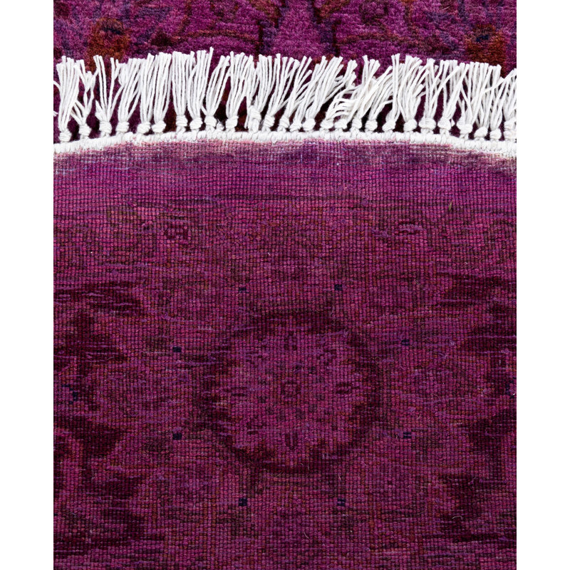 Overdyed One-of-a-Kind Round 4'1" Hand Knotted Area Rug
