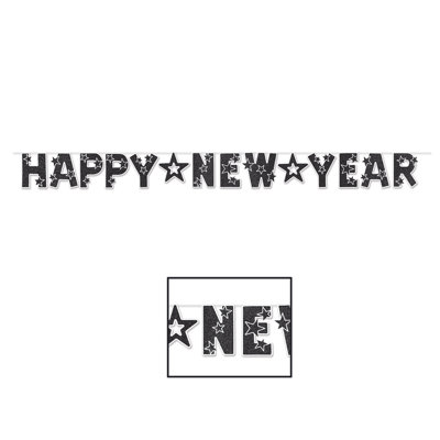 Glittered Happy New Year Streamer