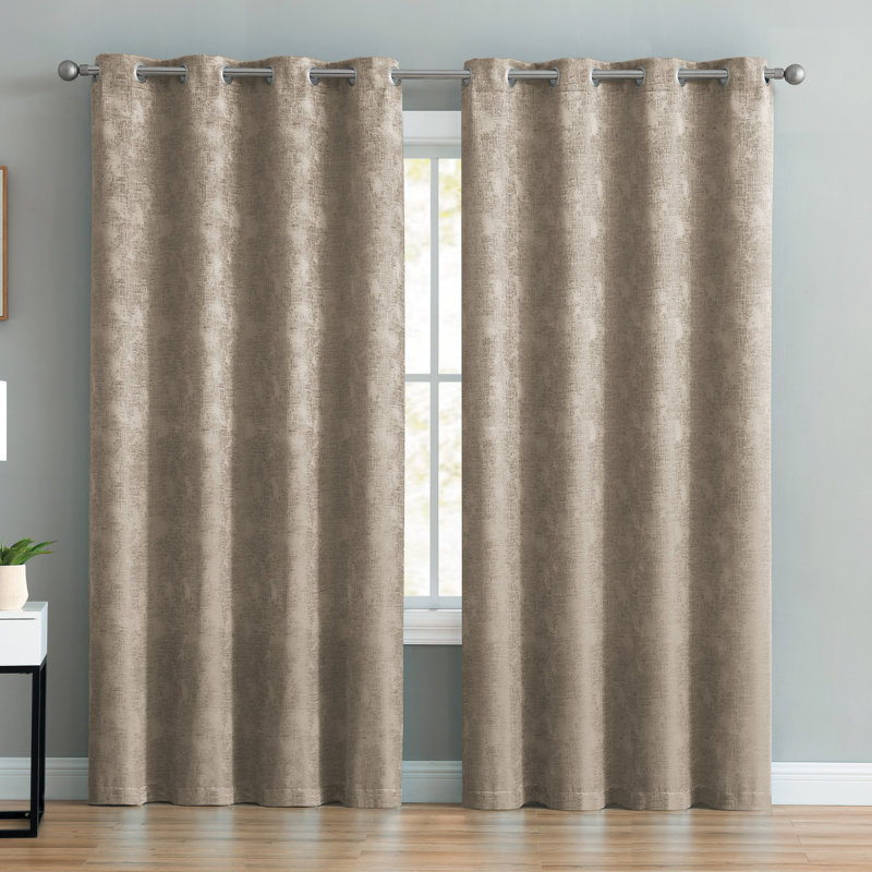 Panneau de rideau à œillets Rosalie, Taupe, L 55 po x L 90 po