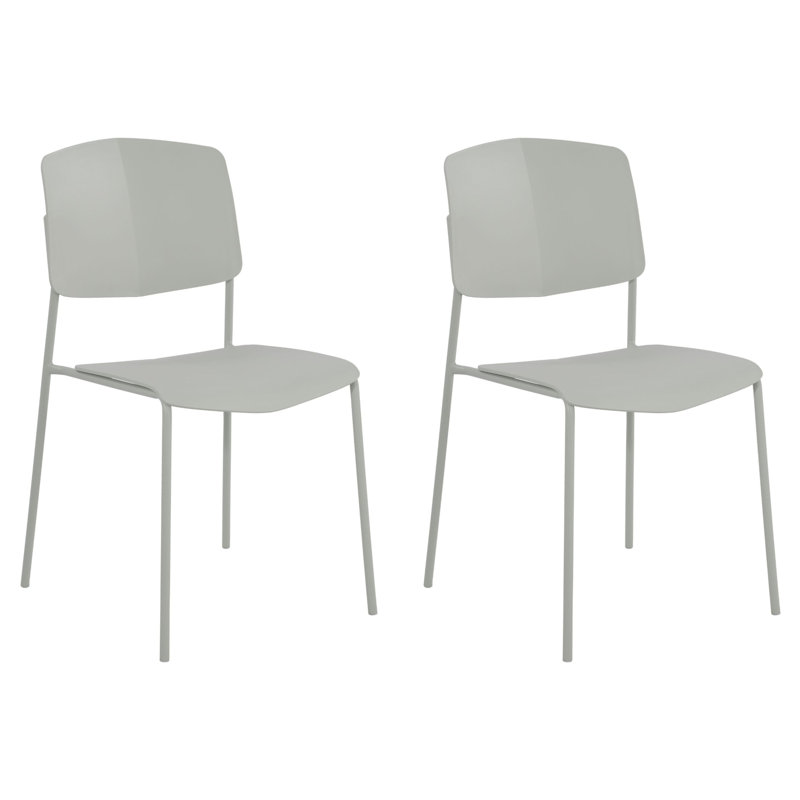 Pair of Aspen Academy Kitchen Chairs, Plastic Seat with Metal Legs, Grey