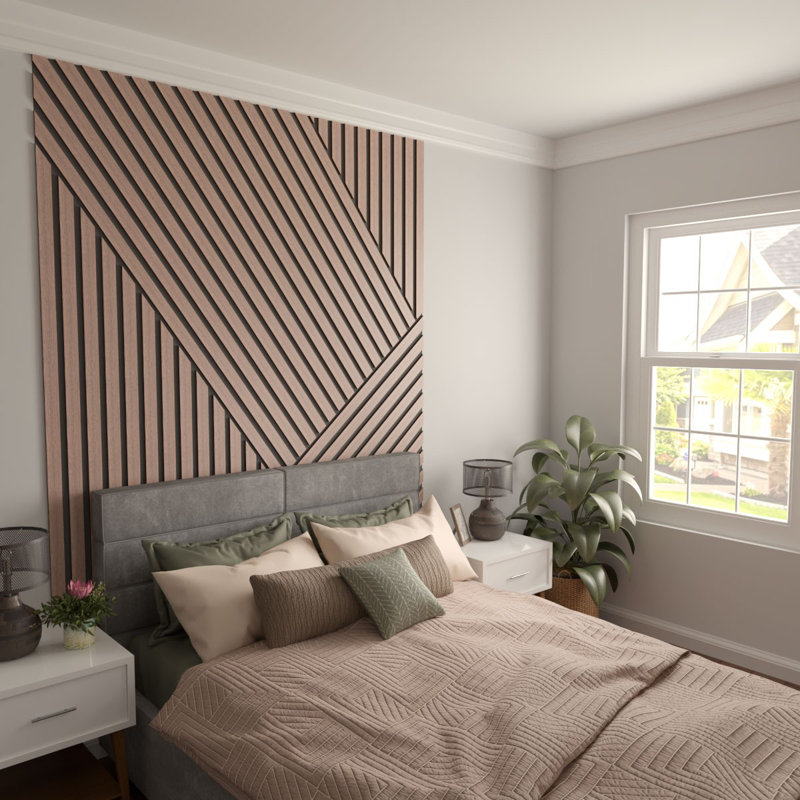 Adjustable Wood Slat Wall Panel Kit, 2"W x 47"H x 0.25"T, Walnut