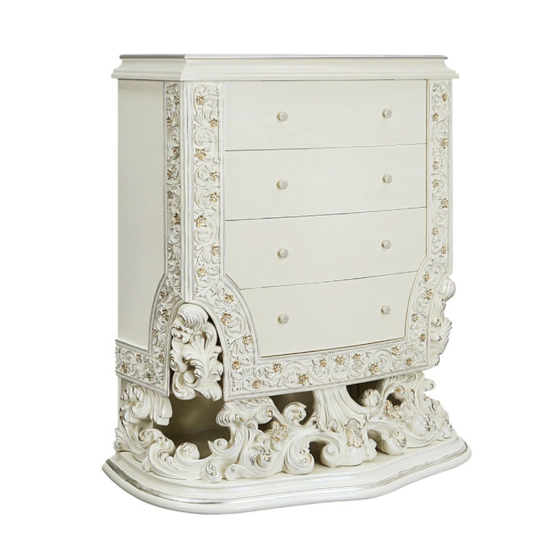 Commode 4 tiroirs Wynton en blanc antique