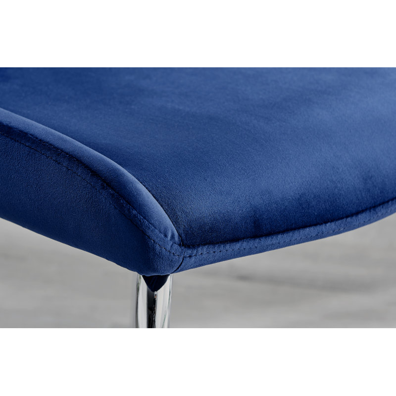 Chaises de salle à manger rembourrées en velours Illman Luxury, Bleu, Argent argent