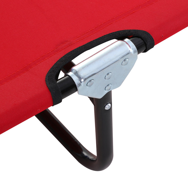 Chaise longue d'extérieur rouge par - 5 inclinables, pliante, structure en acier pour bronzer dans la cour et la plage pliable à 5 niveaux, solarium
