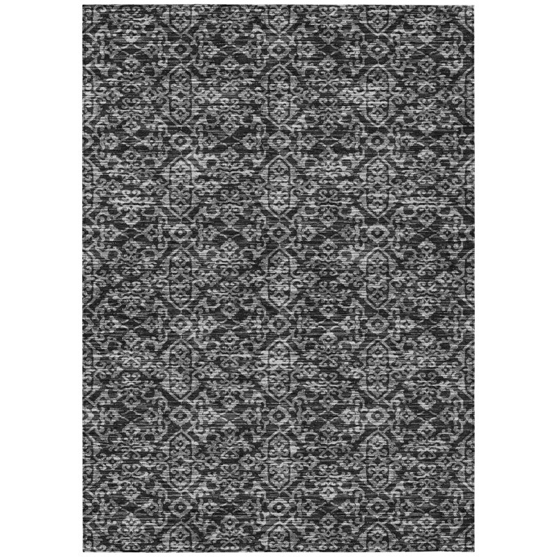Machine Washable Indoor/Outdoor Chantille ACN2712 Casual Rug, Black, 3' x 5'