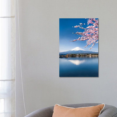 Cherry Blossom And Mount Fuji At Lake Kawaguchiko, Japan by Jan Becke - Wrapped Canvas Print