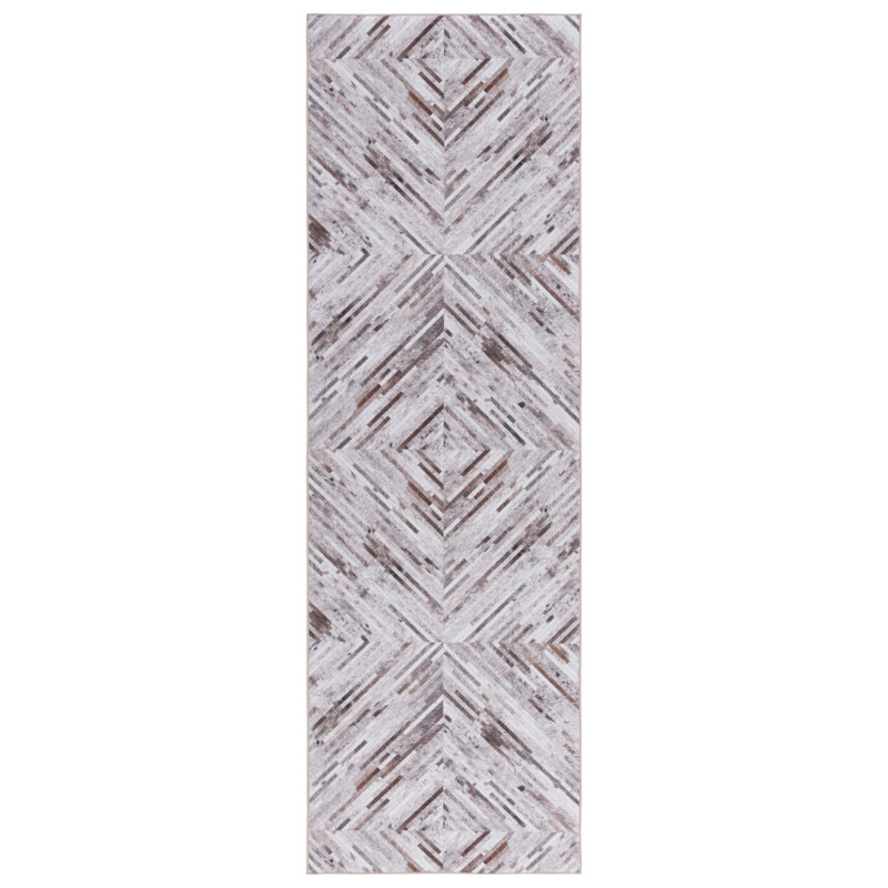 Tapis géométrique lavable à la machine Aurelea, Tapis de couloir 2 pi 6 po x 12 pi