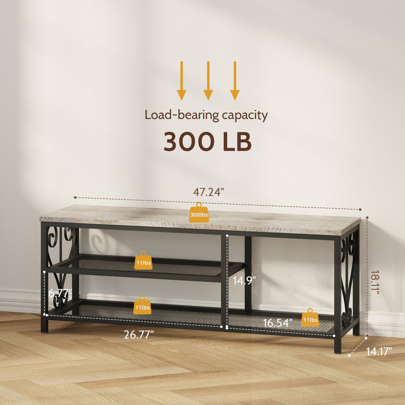 Banc de rangement pour chaussures avec tablettes