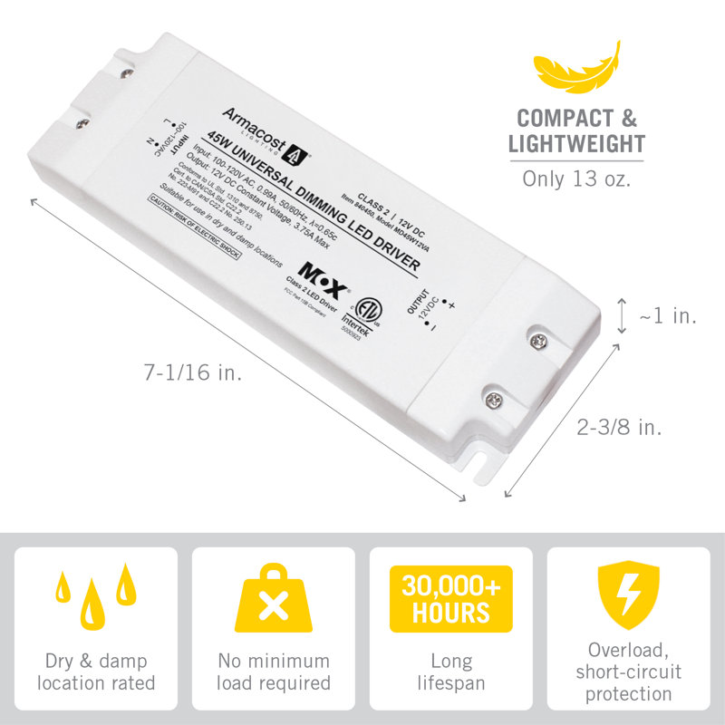 45-Watt Universal Dimming LED Driver, 12-Volt DC, 45W