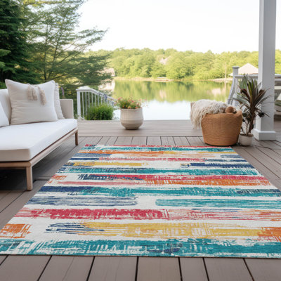Machine Washable Indoor/Outdoor Cinead ACN1665 Ivory 1'8" x 2'6" Rug