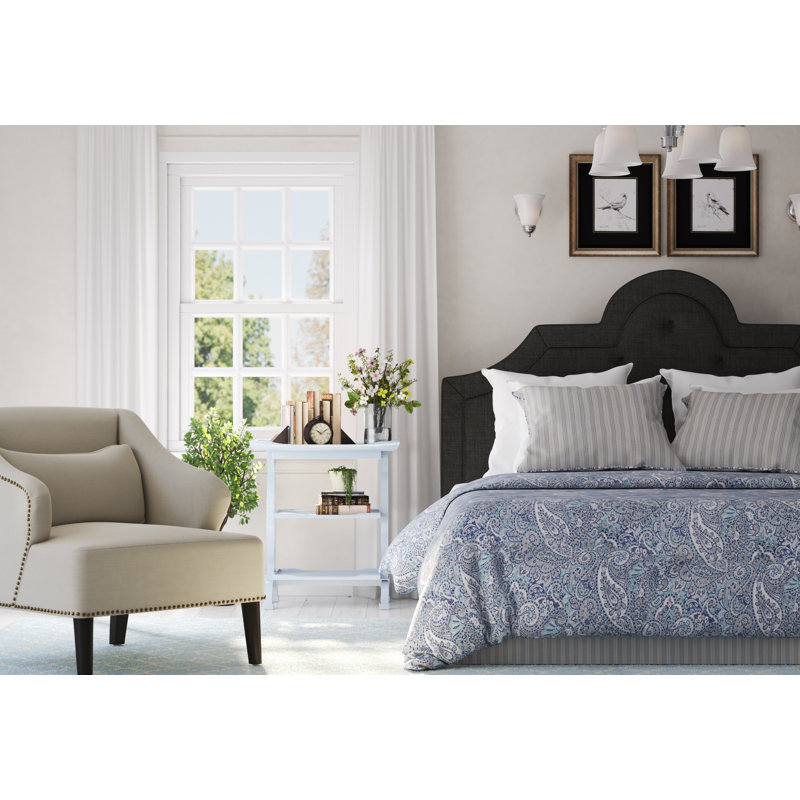 Londono Upholstered Bed, Heathered Dark Grey Linen, Queen