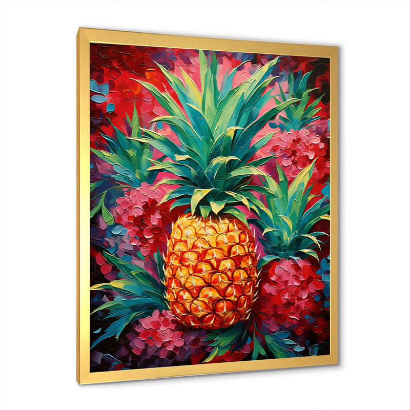 " Tropical Pineapple Oasis I ", Gold Picture Framed, 20" H x 12" W x 1" D