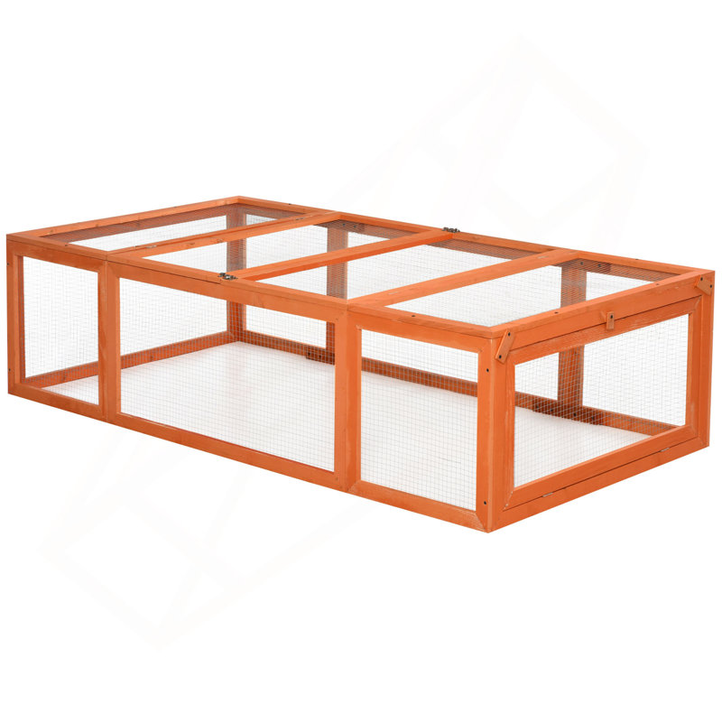 Cage à lapins en bois Pawhut, Orange