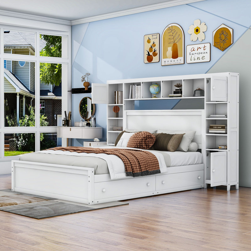 Alvinia Platform Storage Bed, Queen, White