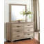 Commode 6 tiroirs 1 pièce avec finition naturelle et quincaillerie noire