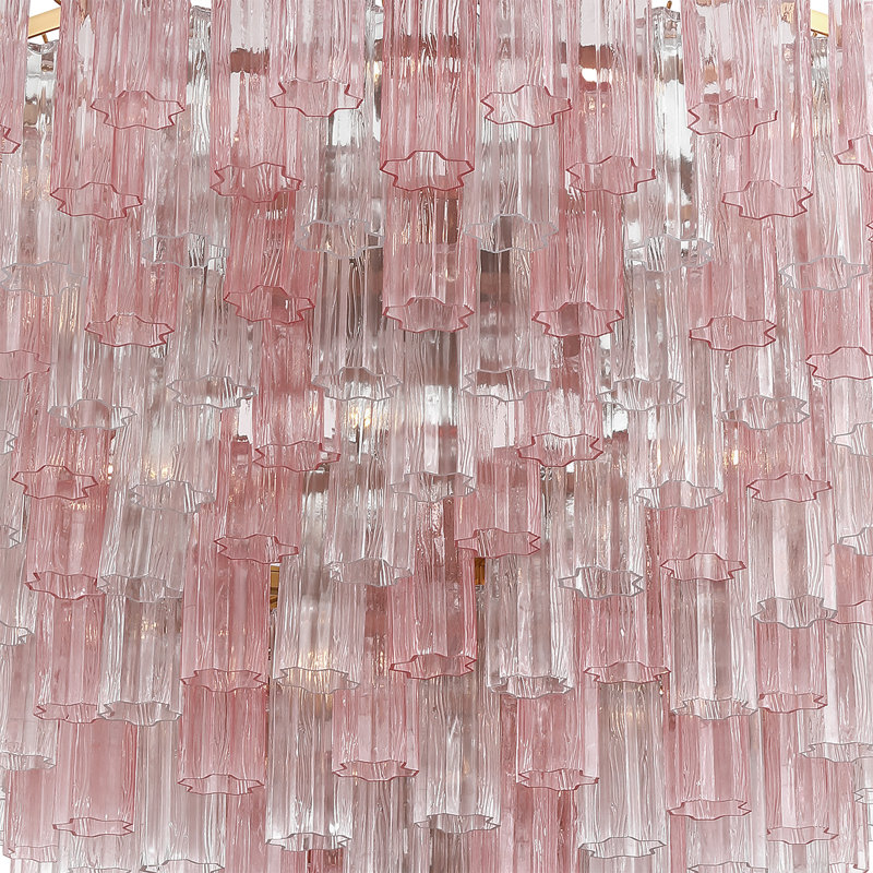 Lustre en laiton vieilli 62 po Tenneville, Or, H 50,5 po x l 62 po x P 62 po, Rose