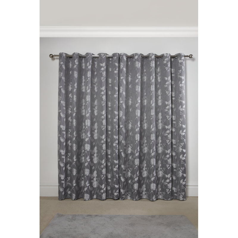 Leah Room Darkening Sliding Panel Pair, Width 168 x Drop 183cm, Silver