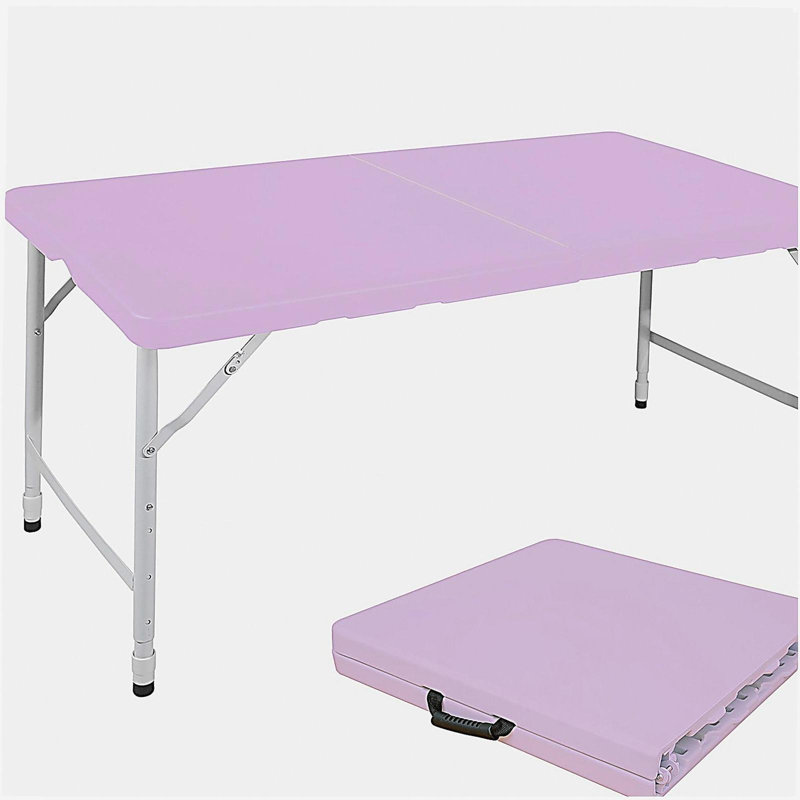 Table pliante portative mauve pâle de 4 pi avec poids maximum 135 kg pour l'intérieur et l'extérieur, Mauve clair
