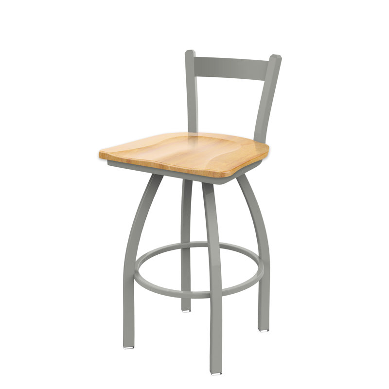 821 Catalina Low Back Swivel Counter Stool, Wood-Natural Maple, Anodized Nickel, Counter Stool ( 25" Seat Height)