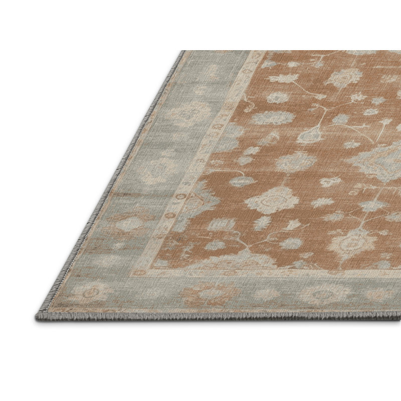 Machine Washable Overdyed Gray Area Rug, Rectangle 5' x 8'