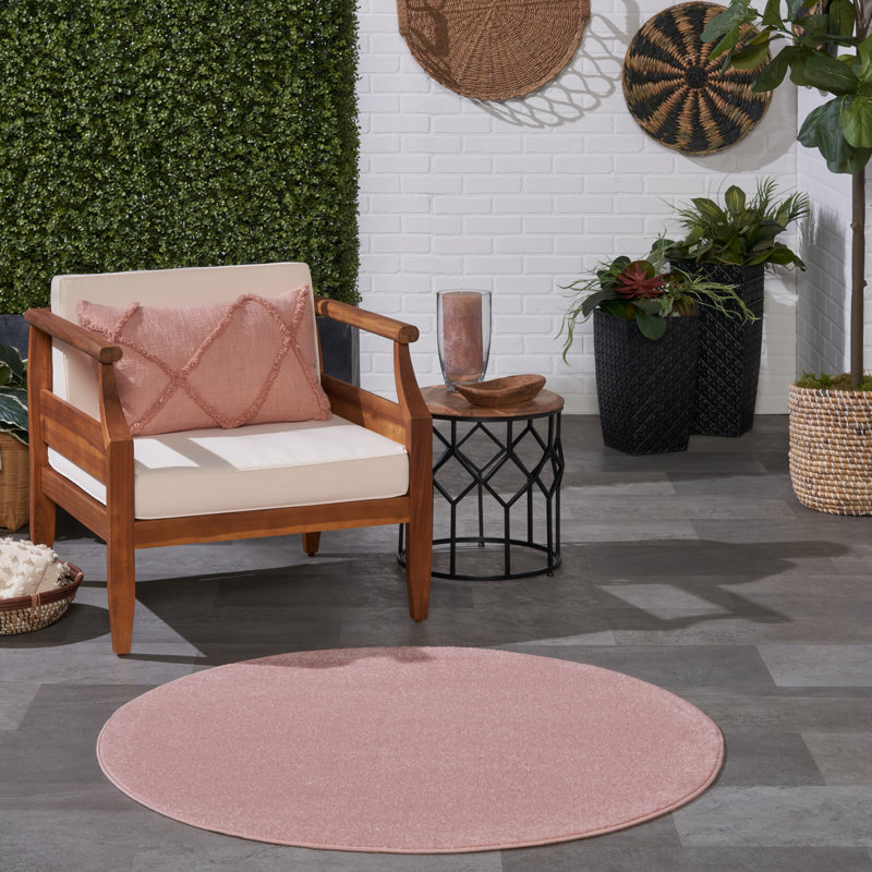 Tapis intérieur / extérieur rose Mullican Sandy, Rond 4 pi