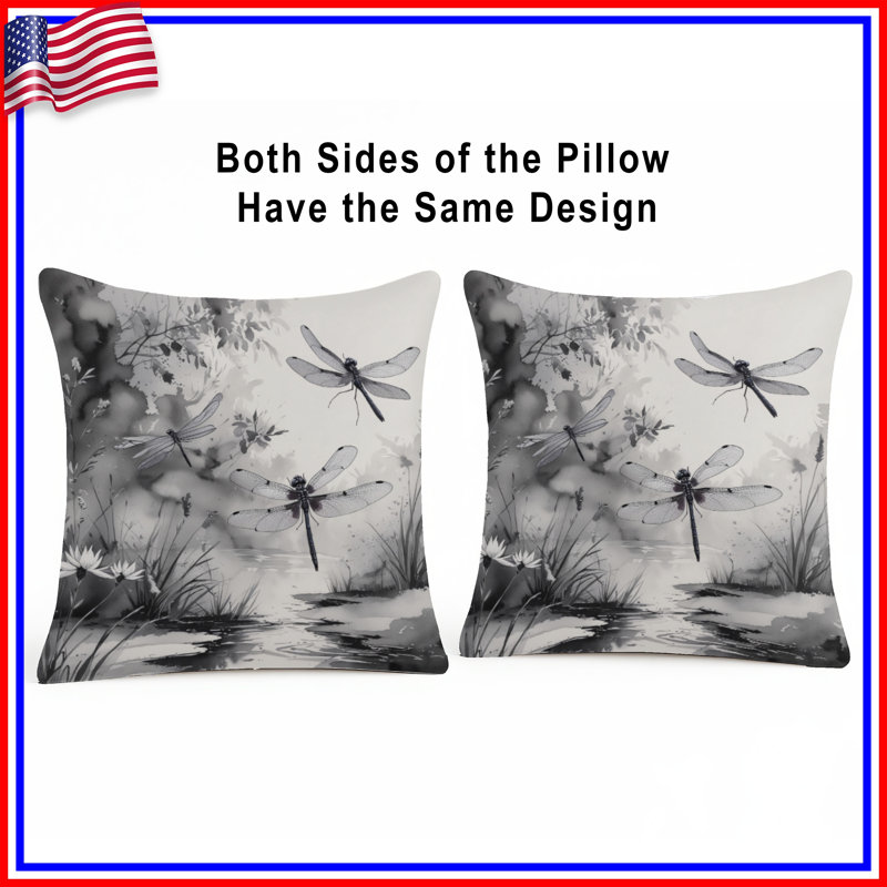 Coussins Libellule, 16 x 16 pouces