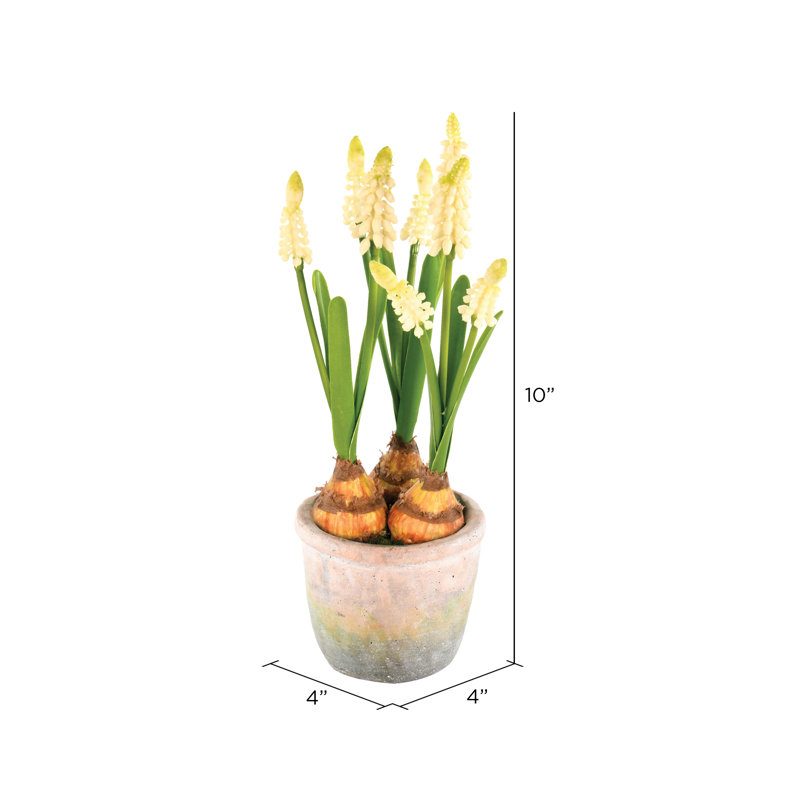 Jacinthes artificielles 10 po dans un contenant, Jaune