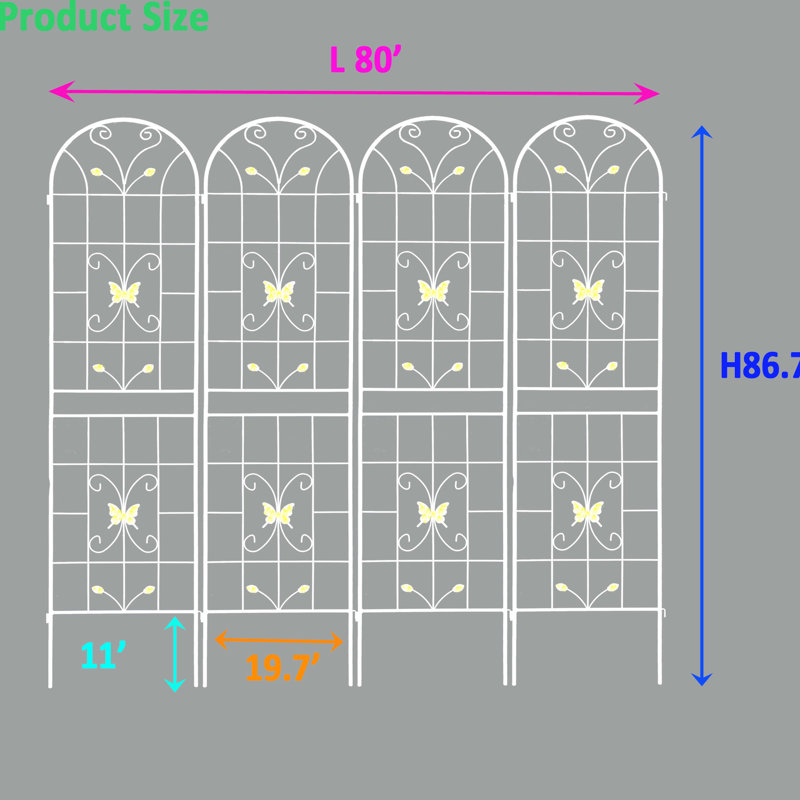 Ornements de jardin en métal 86 po x 19,7 po blanc crème antirouille pour jardin