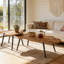 2-Piece Solid Wood Nesting Coffee Table, Irregular Shape Tabletop With Sturdy Metal Legs, Space-Saving Living Room Table Set