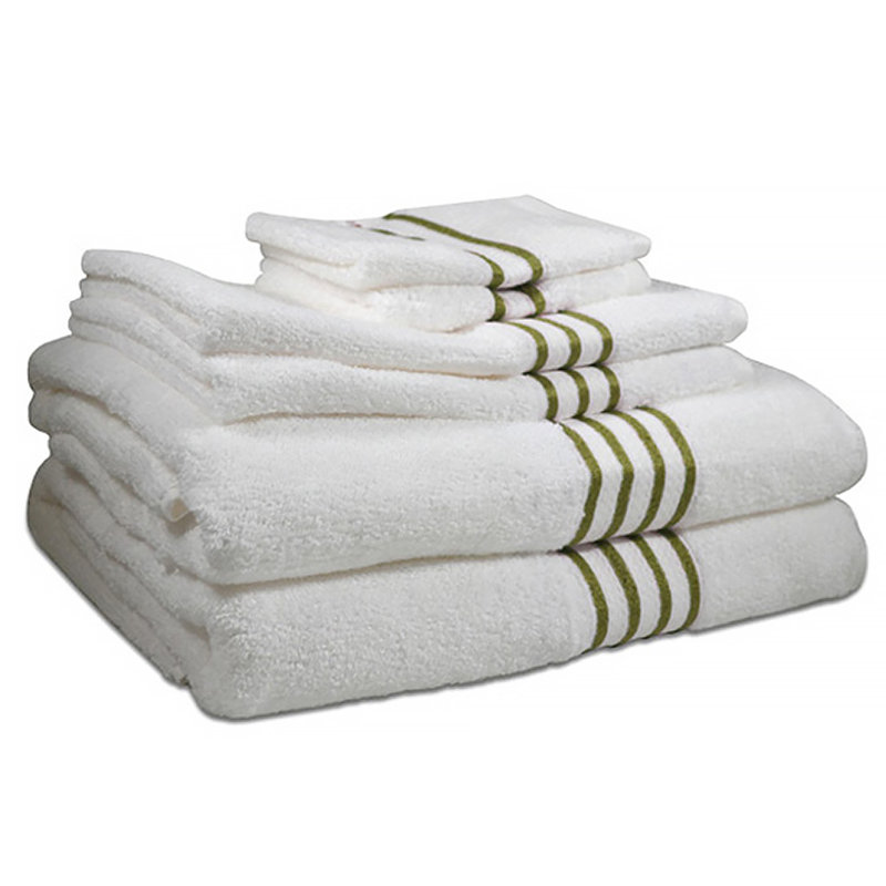 Ensemble de serviettes 6 pièces 100% coton, Vert palmier