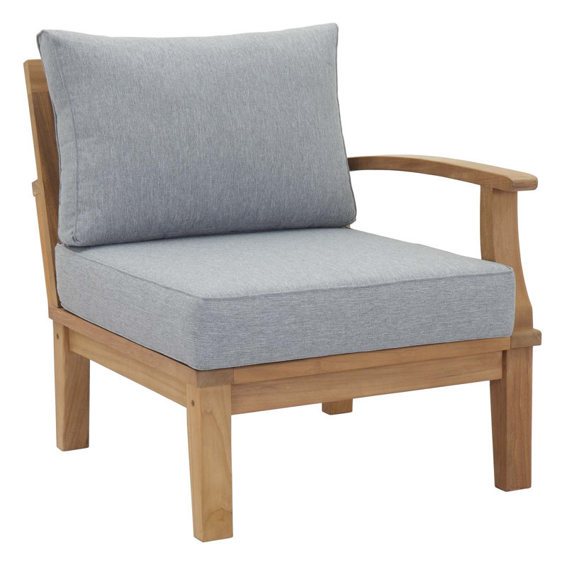 Ensemble de patio extérieur en teck 6 pièces Modway Marina, Gris