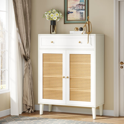 Codrina 16 Pair Shoe Storage Cabinet with Drawer and Adjustable Shelves