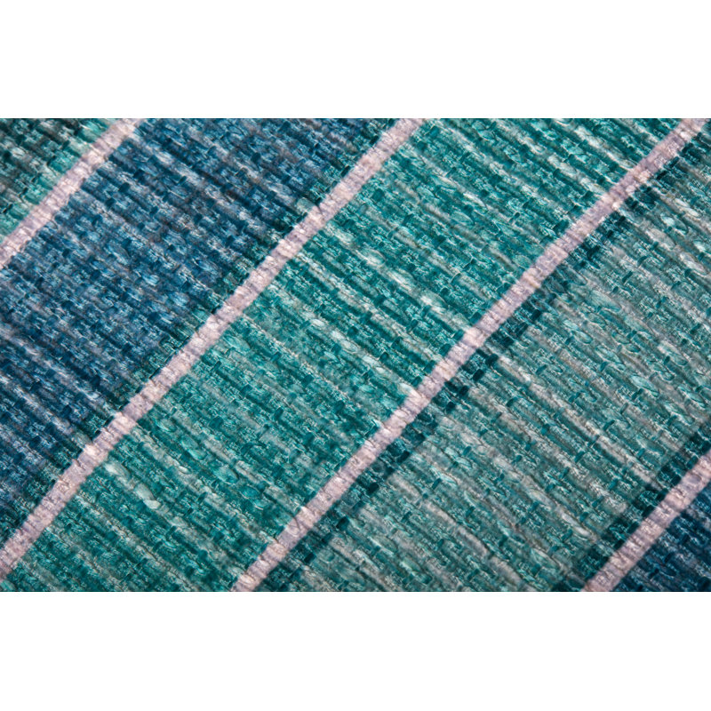 Lagoon Blue Polyester Machine Made Pouf