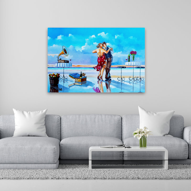 Coucher de soleil Lambada - Figurative Beaches Dance Romance Art, H 40 po x l 60 po