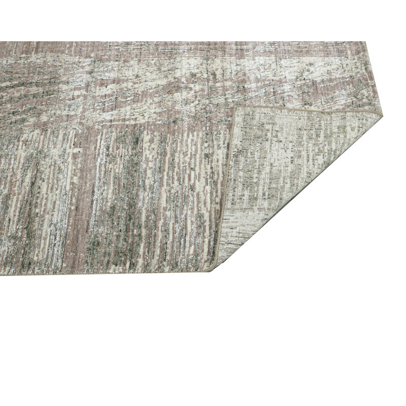 Tapis brun et vert de haute qualité noué à la main, Rectangle 10 pi x 14 pi