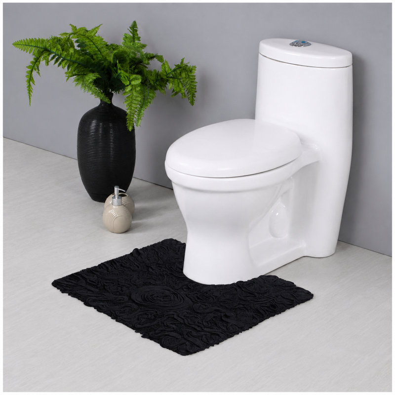 Schoenberger 100% Cotton Contour Bath Mat 20"x20", Black