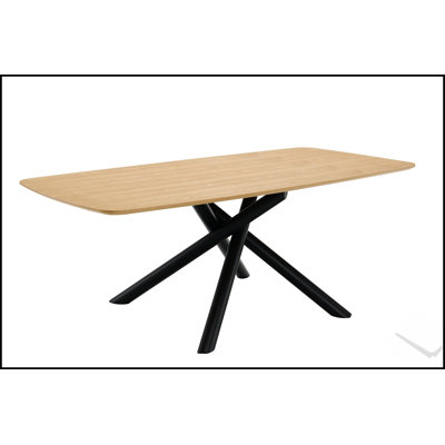 Table de salle à manger Lawton au fini naturel et noir avec surface spacieuse et fabrication durable pour les intérieurs modernes