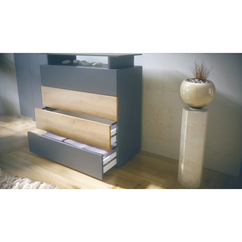 Azaneth Storage Unit Accent Chest, Anthracite/White matt