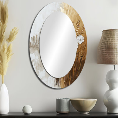 Gold Sahara Desert Abstract Landscape II - Grand miroir mural ovale sur métal