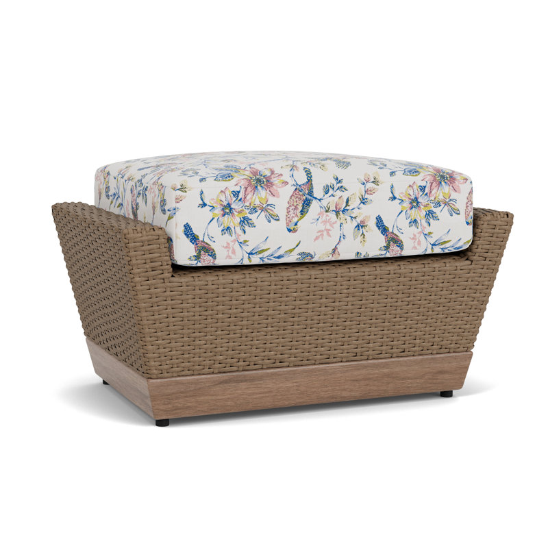 Charisma Rectangle Outdoor Ottoman Patio Ottoman, Whimsical Bird Song