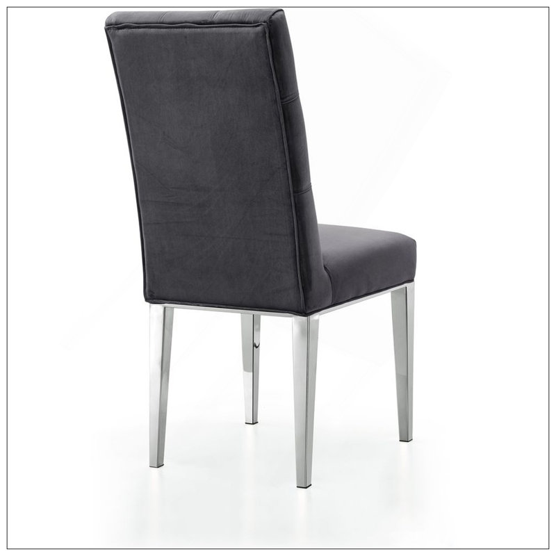 Ensemble de 2 chaises de salle à manger rembourrées Modern Velvet, Gris, Argent