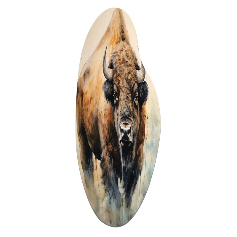 Buffalo / bison incurvé, art mural asymétrique en métal, H 38 po x l 15 po