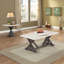 Table de bout, plateau en marbre naturel blanc et espresso vieilli