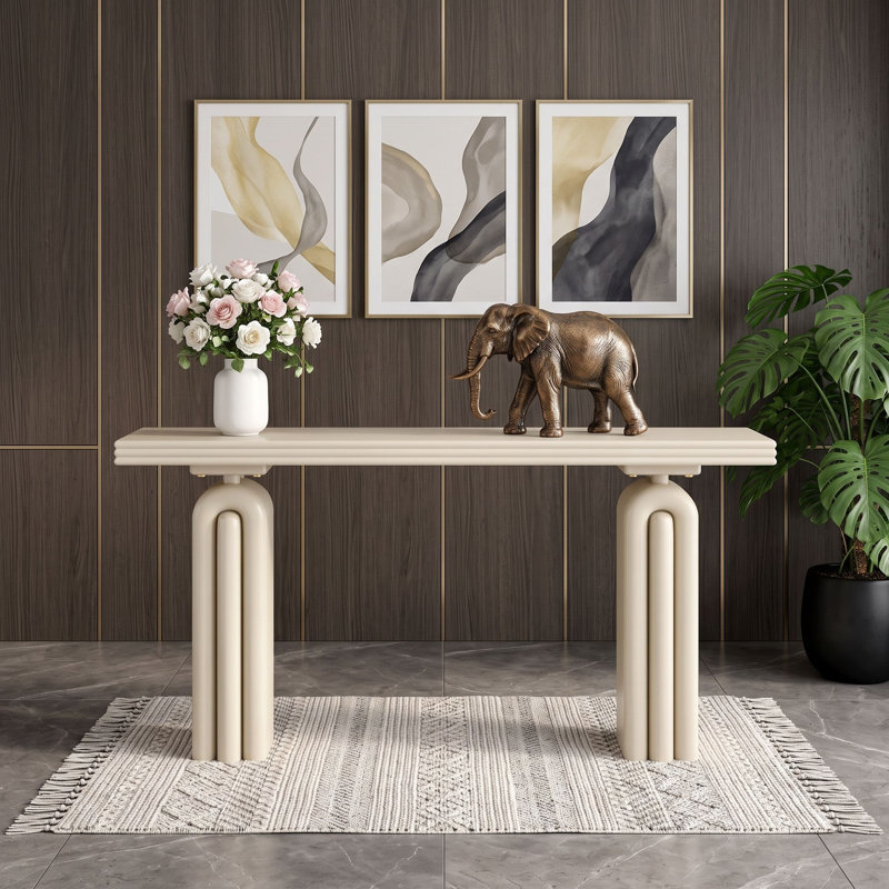 Console en bois avec repose-pieds sécuritaire, Beige