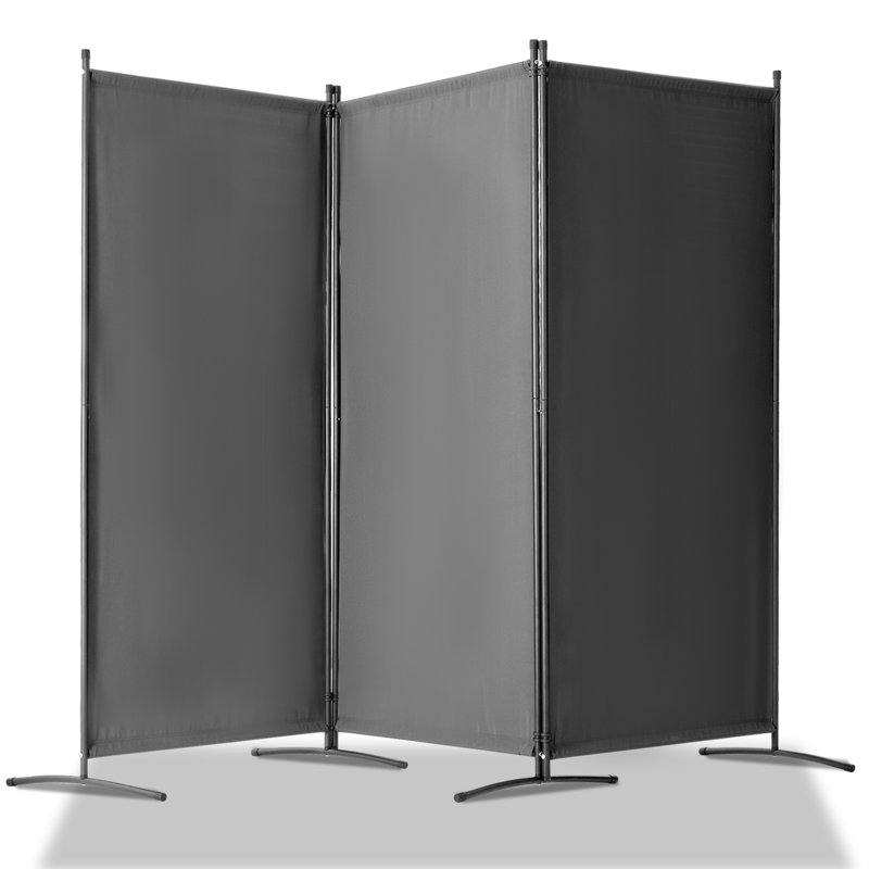 Paravent 3 panneaux en tissu pour chambre à coucher, Gris