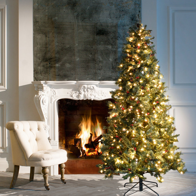 Arbre de Noël artificiel vert 7,5 pi avec 500 lumières claires
