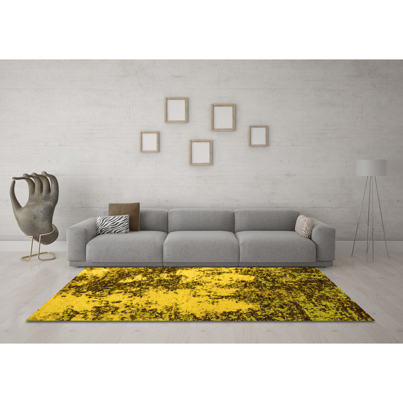 Washable Abstract Indoor Rug, Square 3'